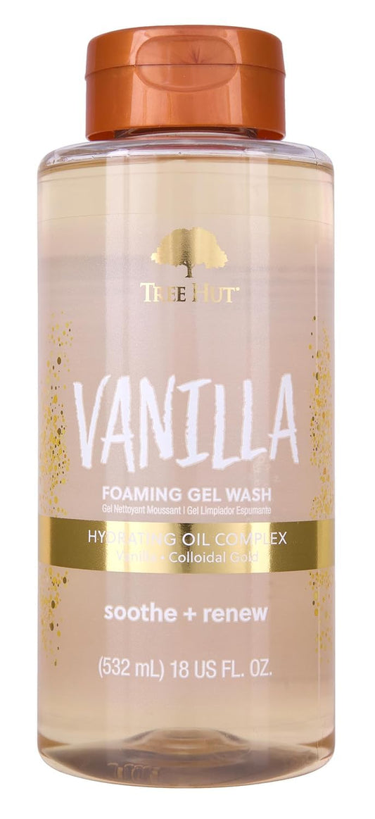 Vanilla Body Wash, Hydrating & Moisturizing Shower Gel with Shea Butter & Essential Oils, Soft Smooth Glowing Skin, Gentle Cleanser for All Skin Types, Self Care Gifts for Women, 18 Fl Oz