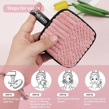 10Pcs Makeup Remover Microfiber Cotton Pad Cosmetics Washable Makeup Towel Cleaning Sponge Skin Care Tool