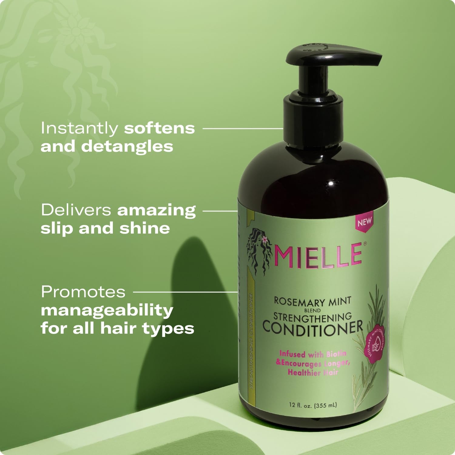 Rosemary Mint Strengthening Shampoo and Conditioner Infused with Biotin, Cleanses and Helps Strengthen Weak and Brittle Hair, 12 Ounces