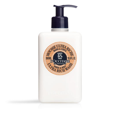 L'OCCITANE Shea Hands & Body Ultra Rich Wash: Cleanse, Soften, Gentle Foaming Cream, Classic Shea Scent, Prevent Dryness, with 5% Shea Butter