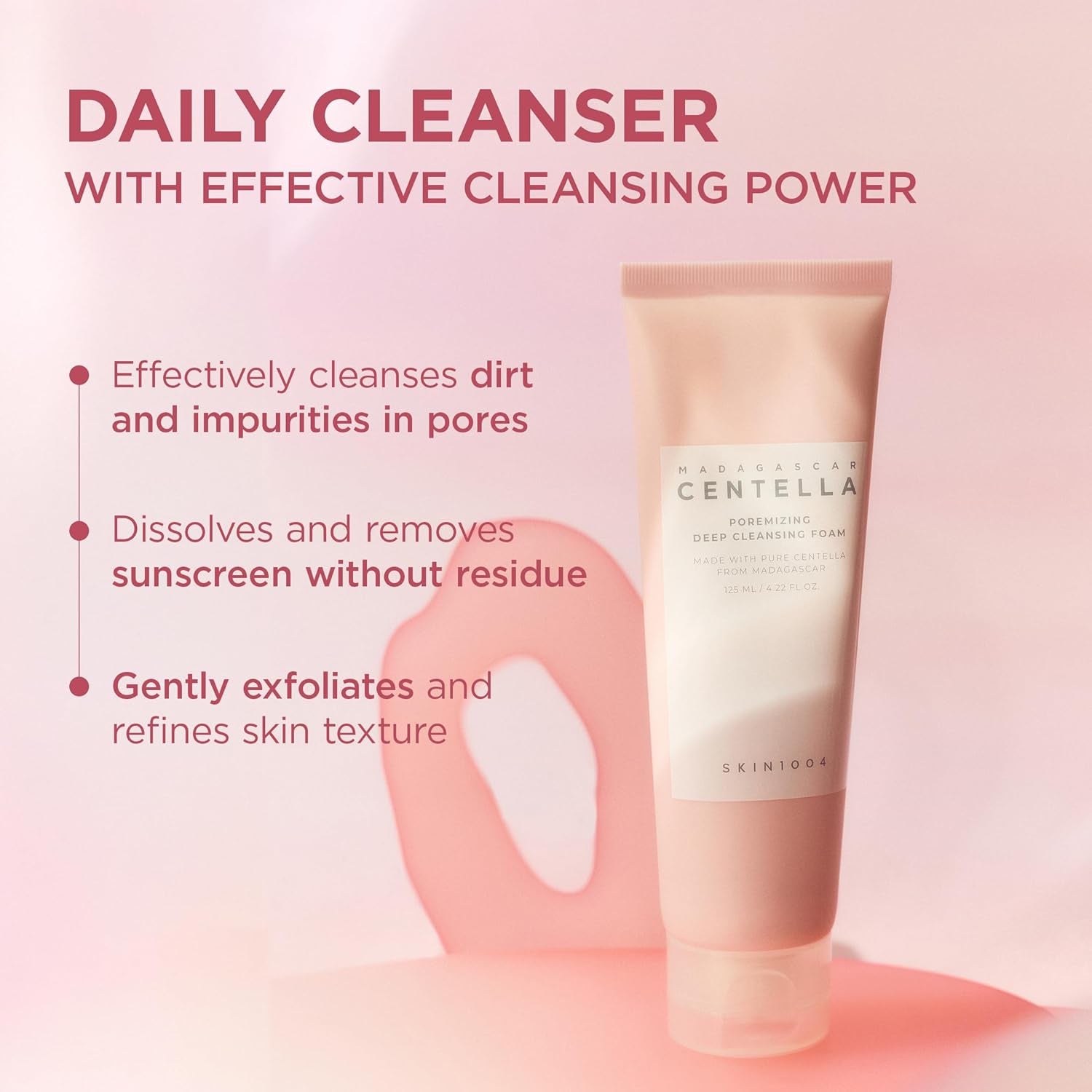 Poremizing Deep Cleansing Foam, 4.23 Fl.Oz, 125Ml, Makeup Remover, Korean Face Cleanser with Himalayan Pink Salt & Madagascar Centella Asiatica for Facial Pore Cleansing, Korean Skin Care