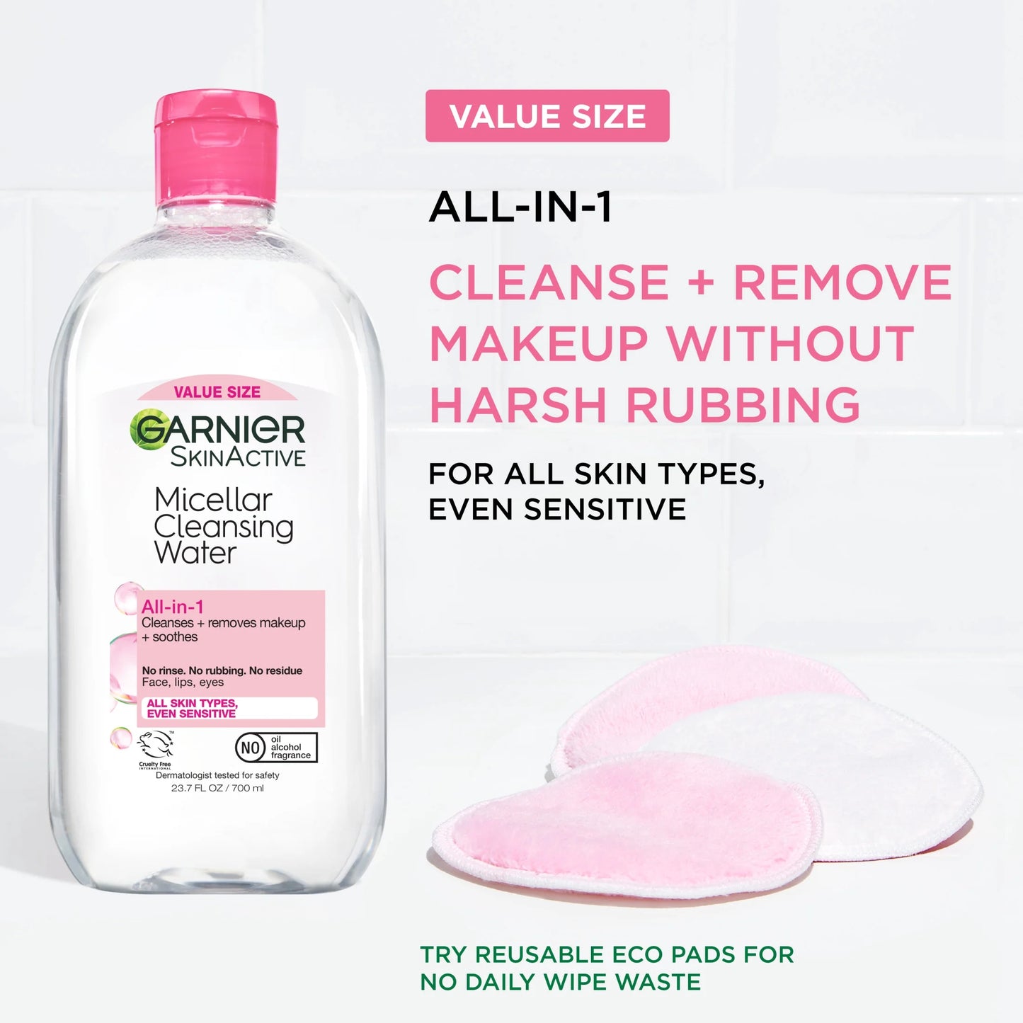 Skinactive Micellar Cleansing Water All in 1 Makeup Remover, Face Cleanser, 23.7 Fl Oz