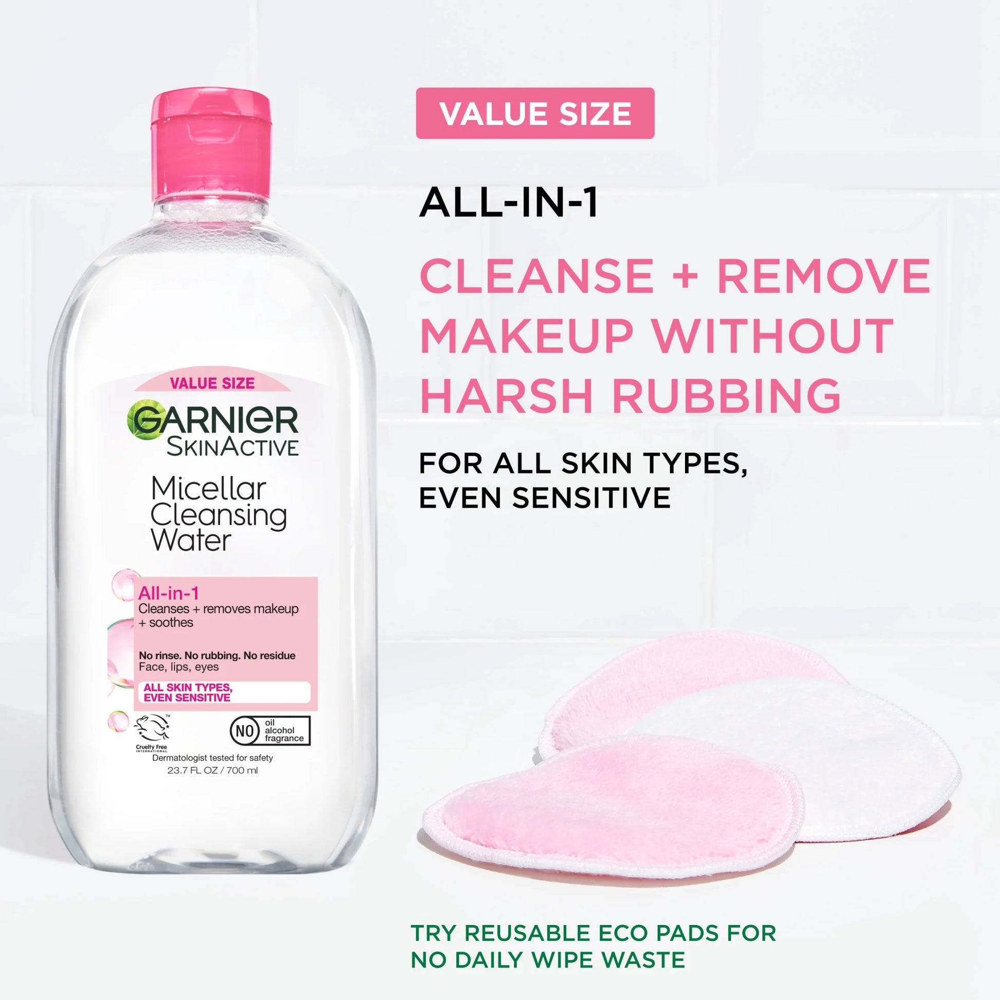 Skinactive Micellar Cleansing Water All in 1 Makeup Remover, Face Cleanser, 23.7 Fl Oz