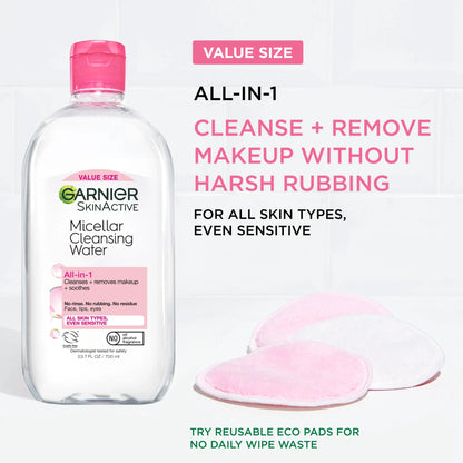 Skinactive Micellar Cleansing Water All in 1 Makeup Remover, Face Cleanser, 23.7 Fl Oz