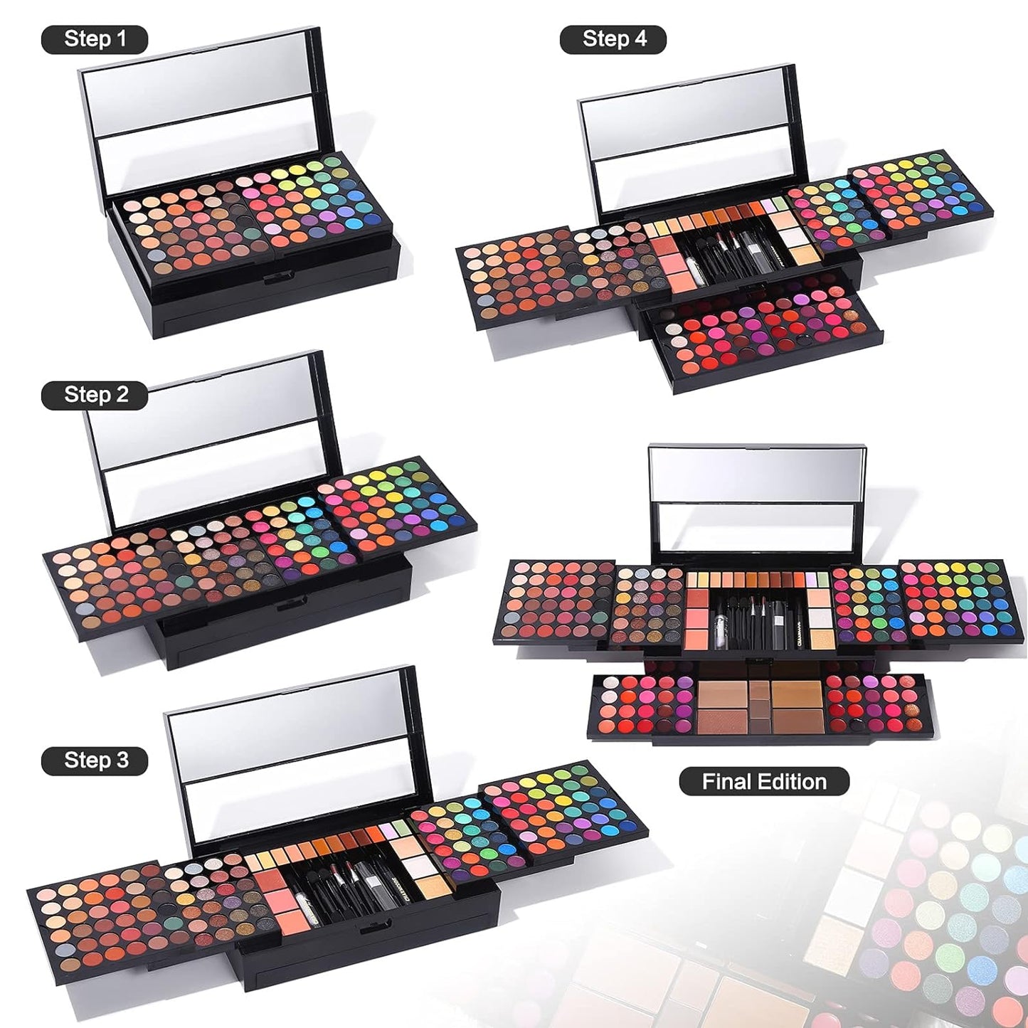 Professional Big Makeup Kit for Teens Girls & Women Full Kit, Beauty Case with Beginner Cosmetics Sets, All-In-One Make up Gift Box with Lipgloss, Eyeshadow,Blush,Highlight,Brow&Liner Pens,Brush,Etc