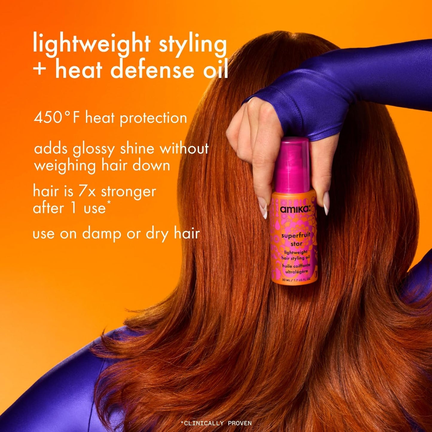 Superfruit Star Lightweight Hair Styling + Heat Defense Oil | Heat Protection, Strengthen + Reduce Breakage, Smooth Frizz, Add Glossy Shine | for All Hair Types