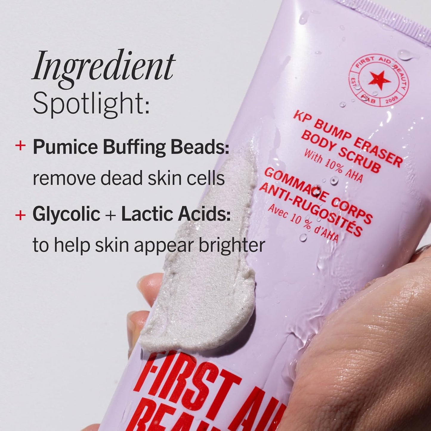 KP Bump Eraser Body Scrub with 10% AHA, Keratosis Pilaris Skin Exfoliator with Glycolic and Lactic Acids