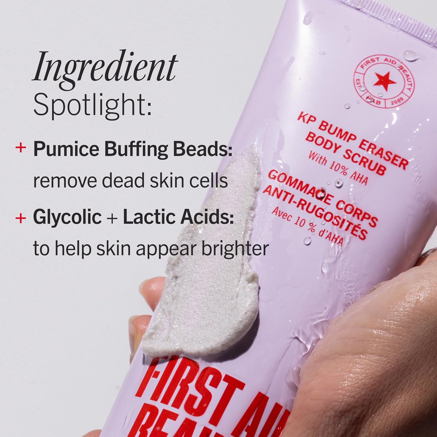 KP Bump Eraser Body Scrub with 10% AHA, Keratosis Pilaris Skin Exfoliator with Glycolic and Lactic Acids