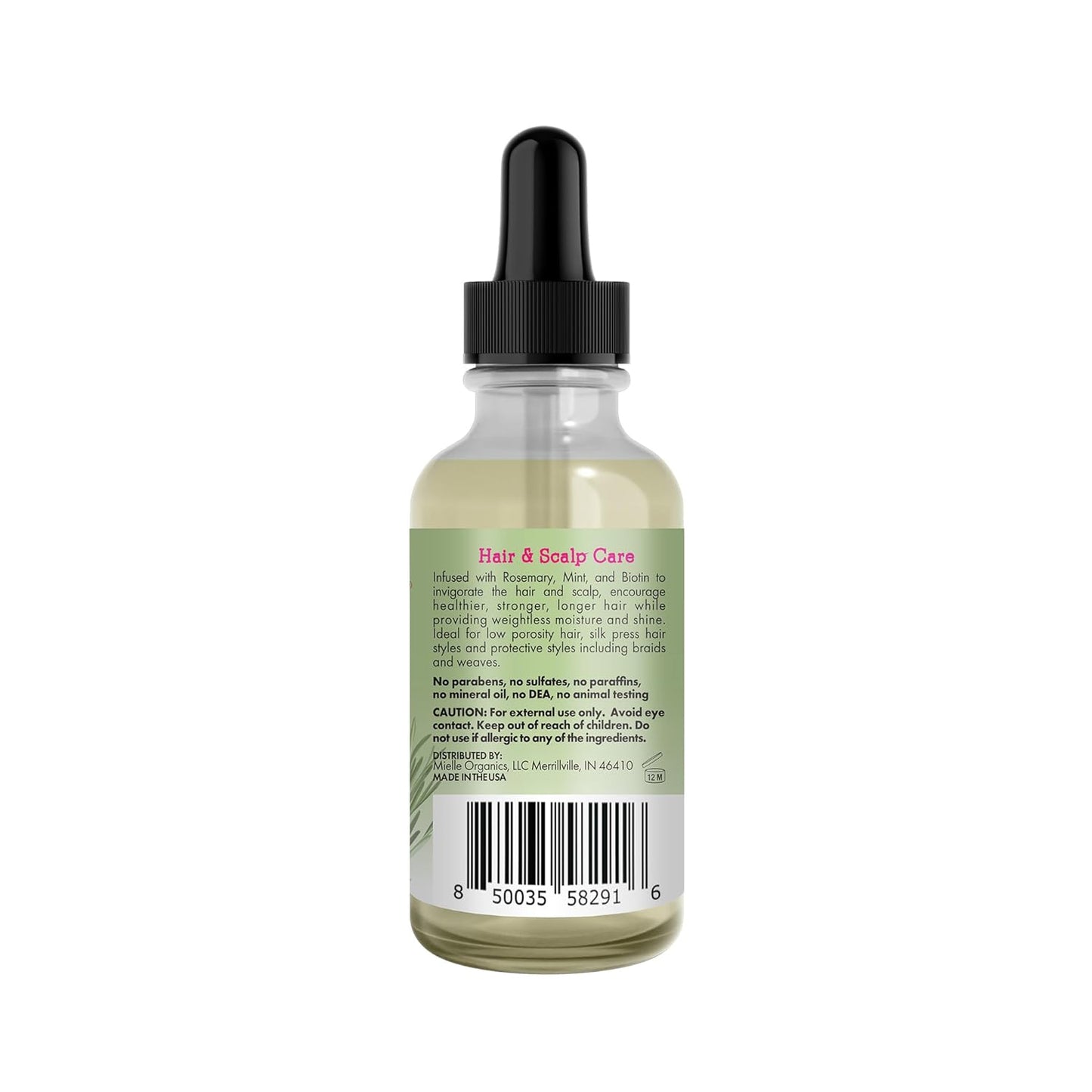 Rosemary & Mint Light Hair Oil, Split Ends & Dry Scalp Treatment - Infused with Biotin & Essential Oils for Strengthening, Soothing, Moisturizing & Encouraging Longer Hair (2 Oz)