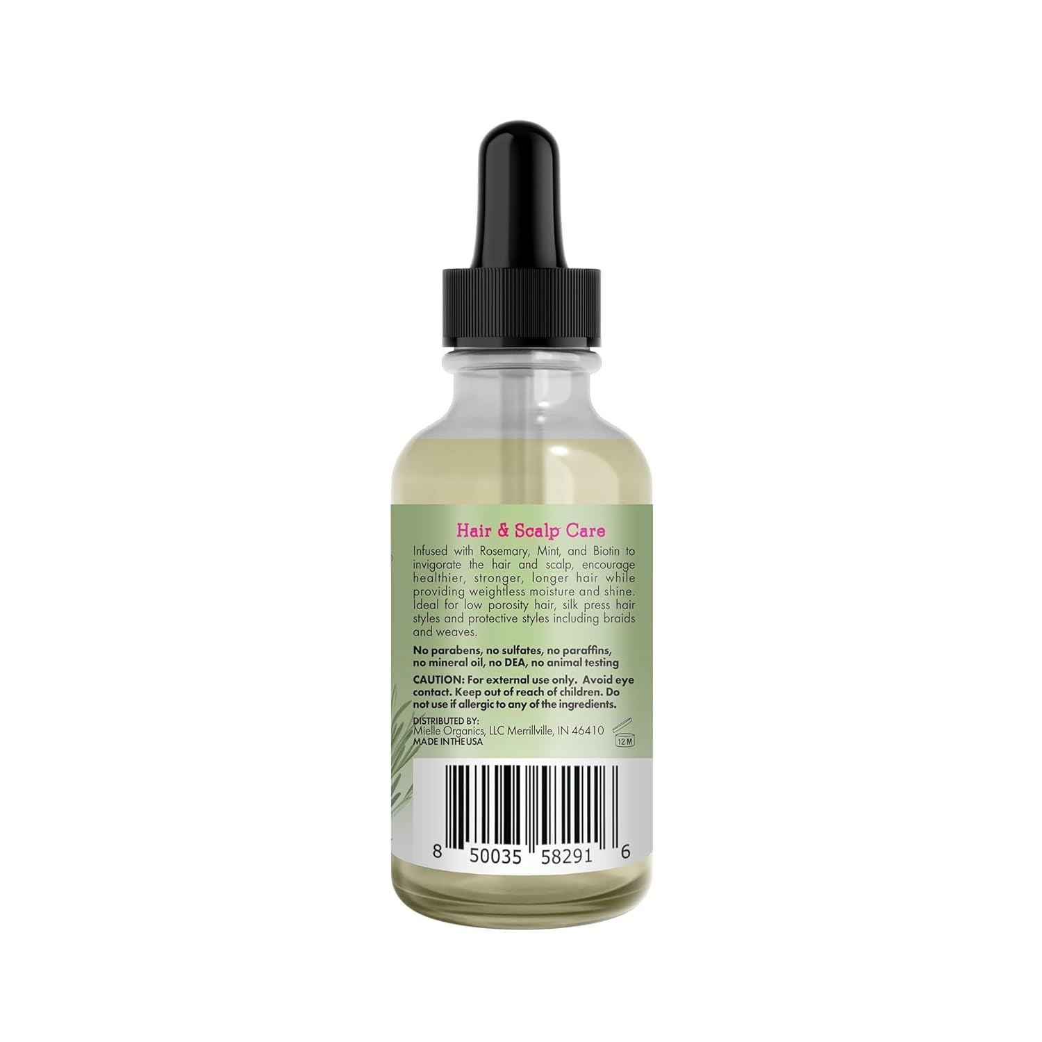 Rosemary & Mint Light Hair Oil, Split Ends & Dry Scalp Treatment - Infused with Biotin & Essential Oils for Strengthening, Soothing, Moisturizing & Encouraging Longer Hair (2 Oz)
