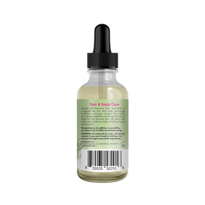 Rosemary & Mint Light Hair Oil, Split Ends & Dry Scalp Treatment - Infused with Biotin & Essential Oils for Strengthening, Soothing, Moisturizing & Encouraging Longer Hair (2 Oz)