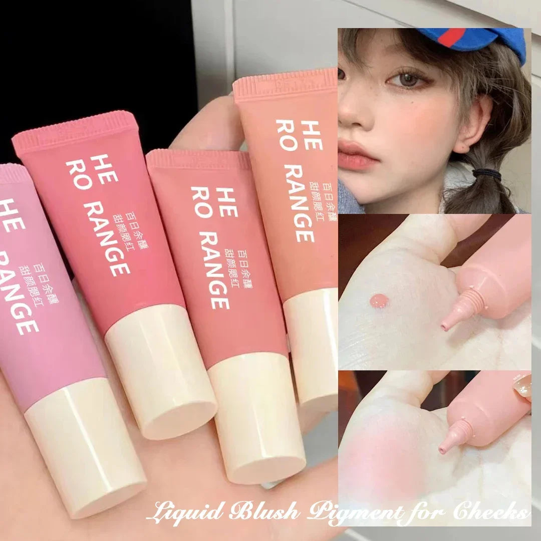 Cheek Blush Pigment Tube Moisturizing Rouge Blush Professional Cosmetic for Face Blusher Lasting Liquid Blush Brightening Makeup