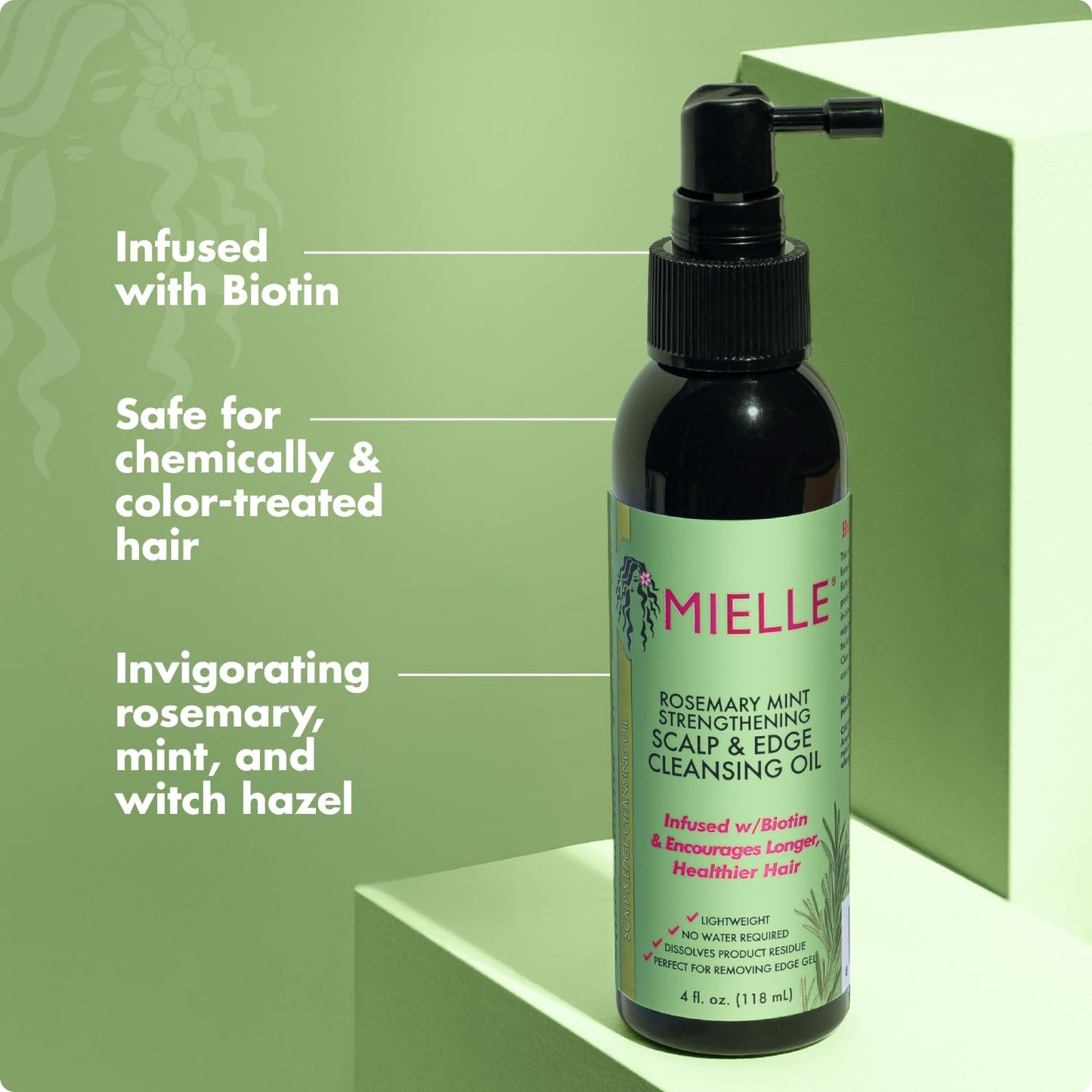 Rosemary & Mint Scalp & Edge Cleansing Hair Oil - No-Rinse Scalp Cleanser for Product Build up - Prolongs Hairstyles between Wash Days & Encourages Longer, Healthier Hair (4 Oz)