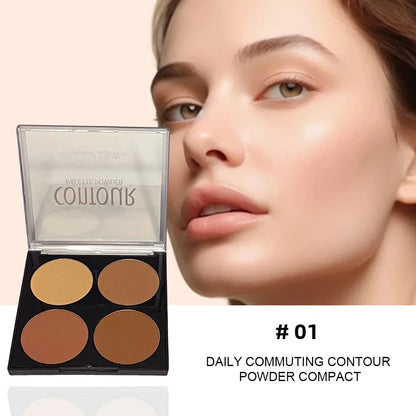 4 Colors Professional Highlighter & Contour Palette 3D Matte Face Bronzer Makeup Set for Enhanced Facial Features