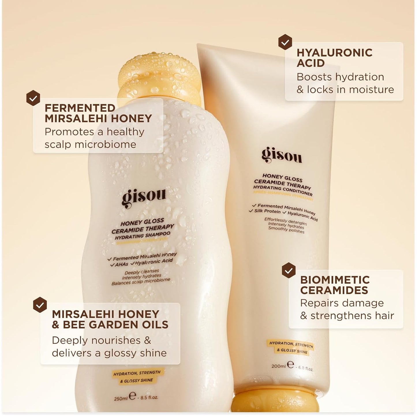 Honey Gloss Hair Therapy Trio - Mini Shampoo, Mini Hair Mask and Mini Conditioner for Smoother, Stronger and Glossier Hair