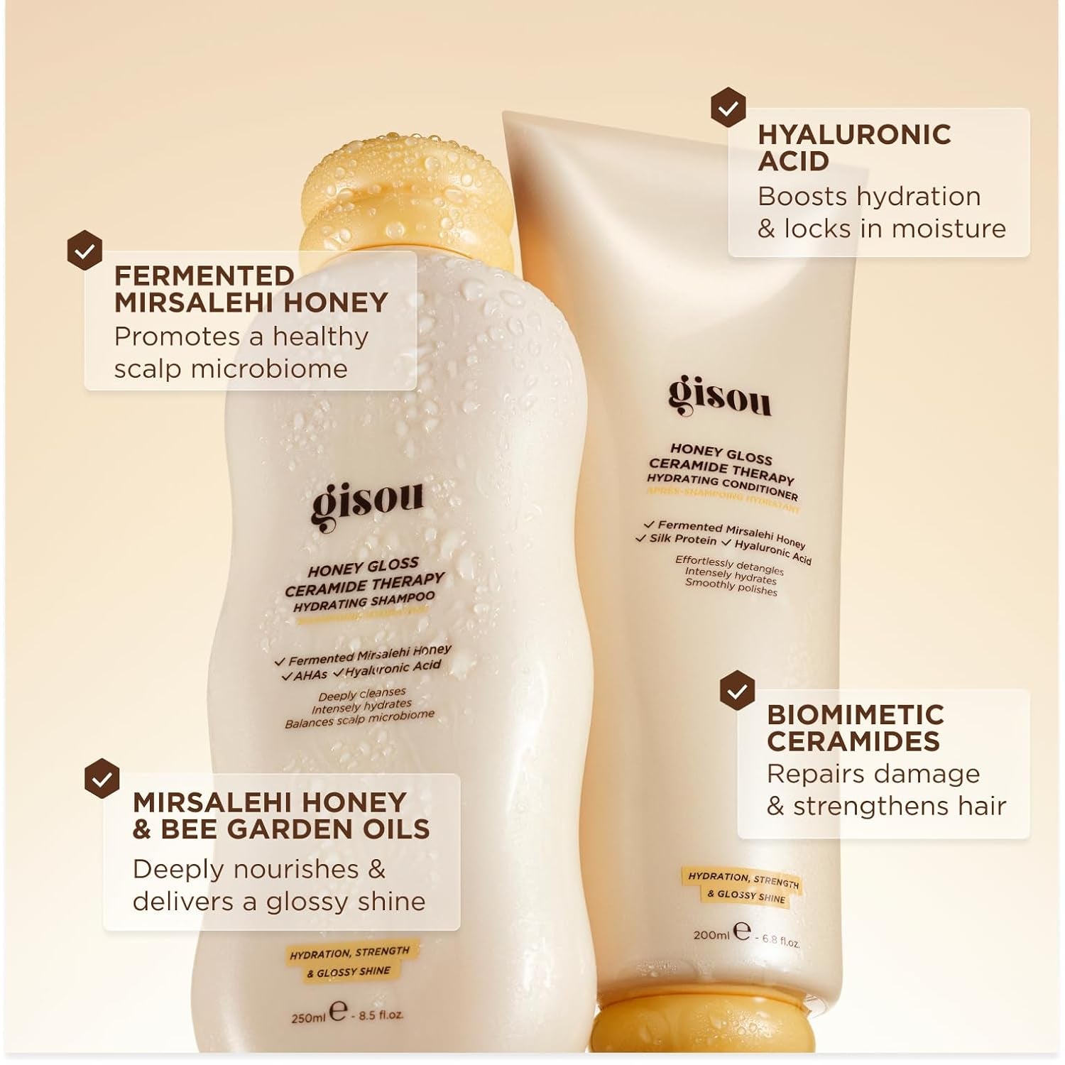 Honey Gloss Hair Therapy Trio - Mini Shampoo, Mini Hair Mask and Mini Conditioner for Smoother, Stronger and Glossier Hair