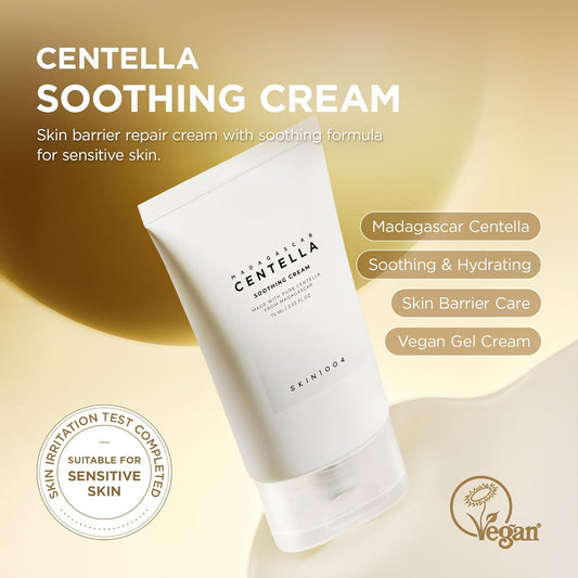 Centella Soothing Cream, Face Moisturizer with Centella Asiatica, Korean Centella Moisturizer Cream for Soothing & Skin Barrier Support, Cica Gel Cream, Korean Skin Care, 2.53 Fl.Oz / 75Ml