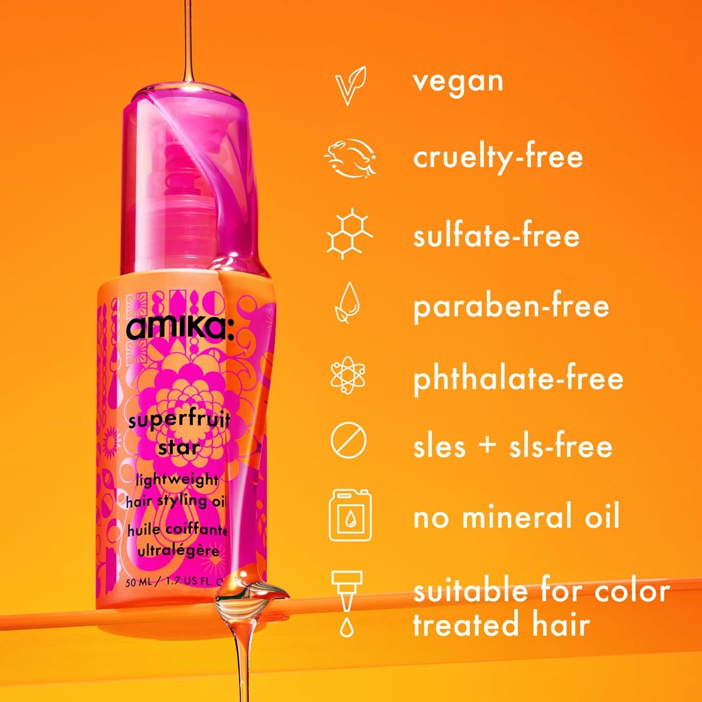 Superfruit Star Lightweight Hair Styling + Heat Defense Oil | Heat Protection, Strengthen + Reduce Breakage, Smooth Frizz, Add Glossy Shine | for All Hair Types
