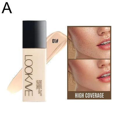 LOOKAVE Liquid Foundation Long Lasting Full Coverage Flawless Soft Matte Foundation Base Makeup Moisturizing Concealer CC Cream