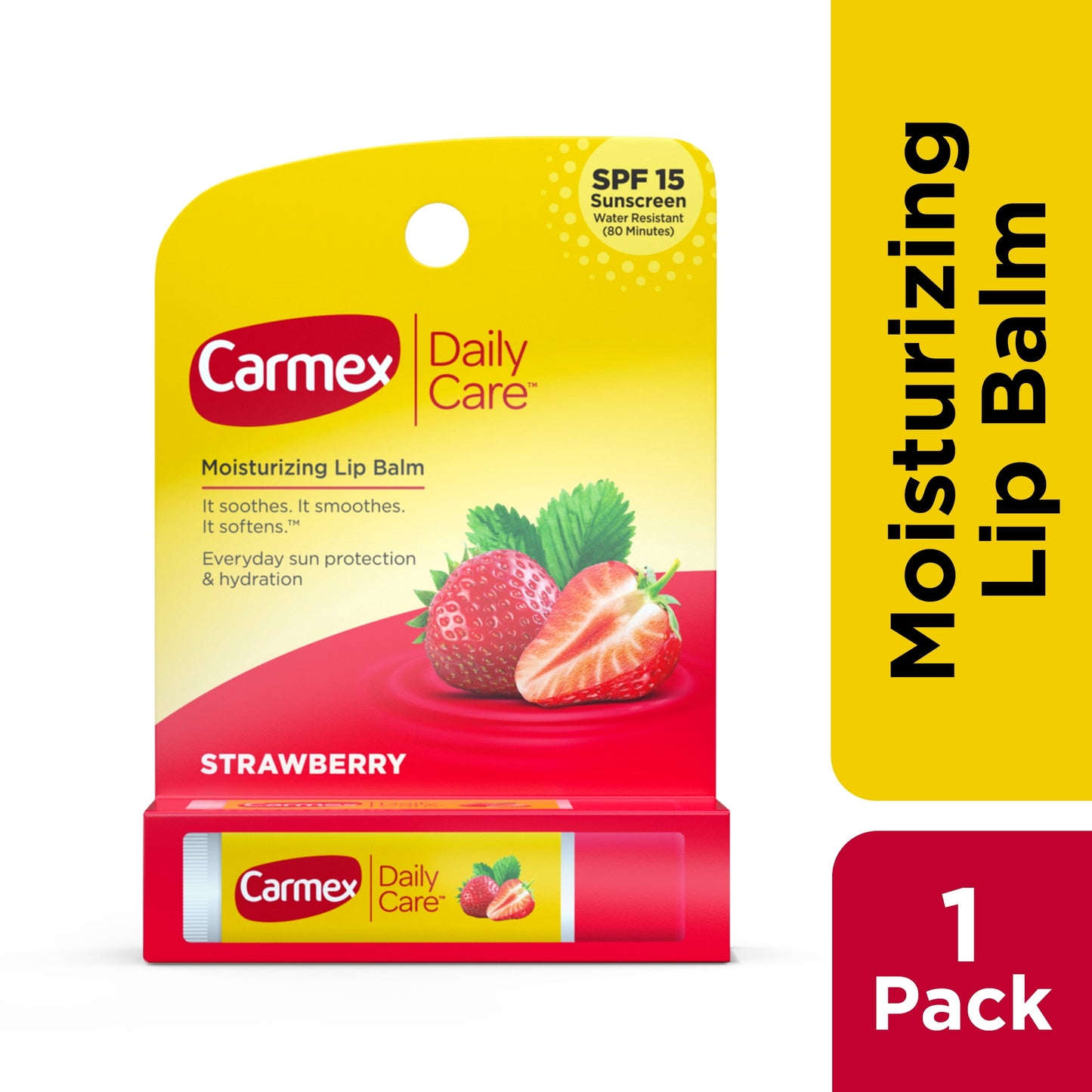 Daily Care Moisturizing Lip Balm Stick, SPF 15, Strawberry Flavor, 1 Count