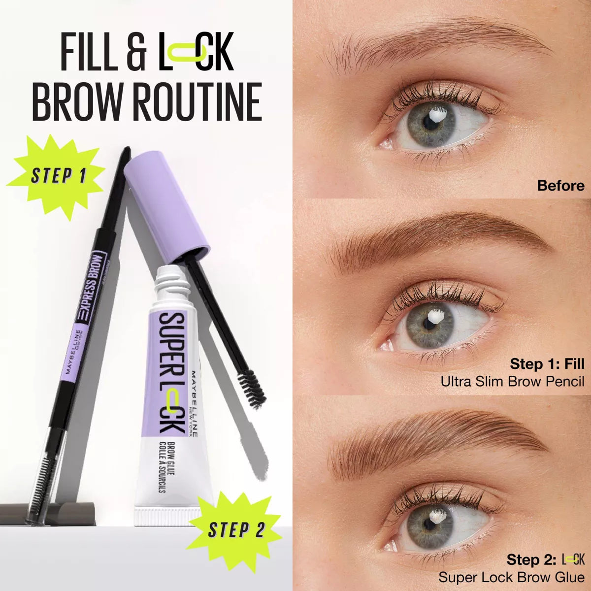 Maybelline Super Lock Brow Glue Eyebrow Gel - 0.23 Fl Oz