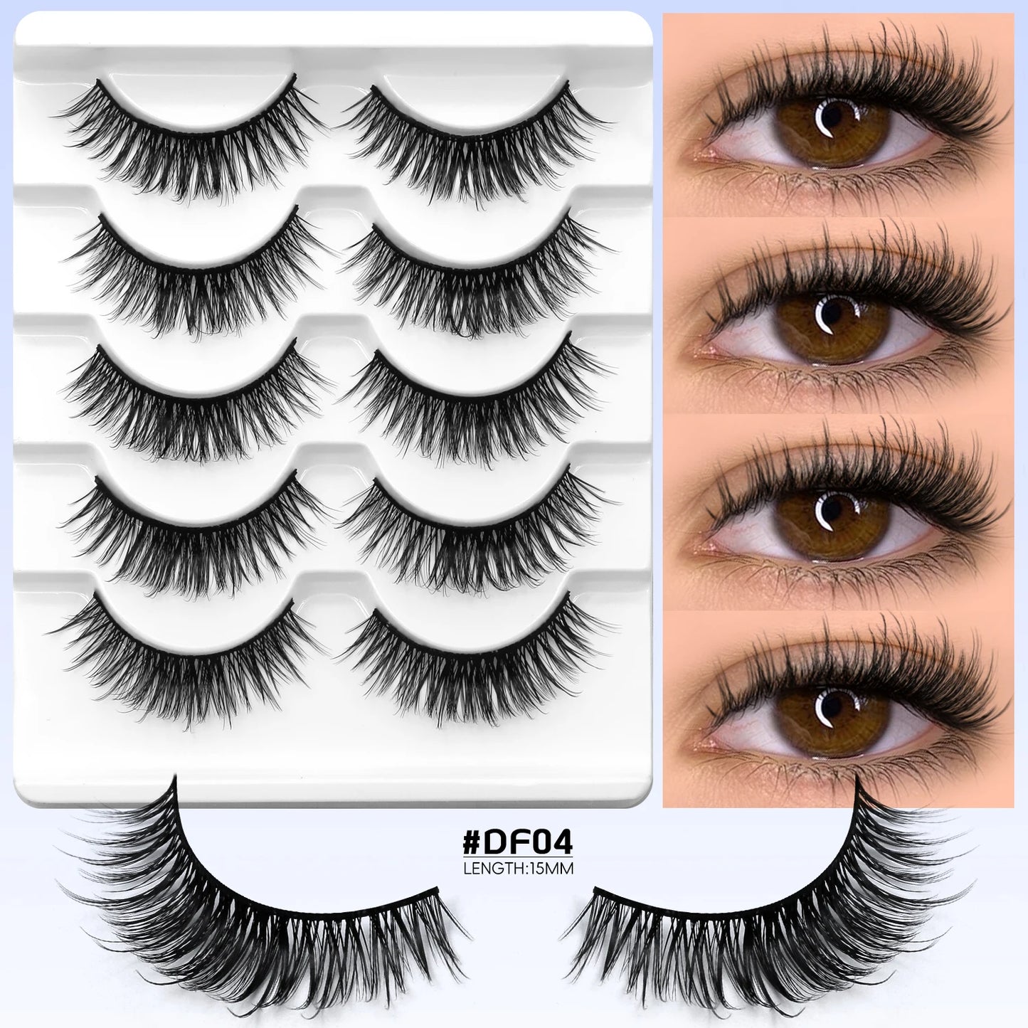 Veltrinay Fake Lashes Mink Lashes Plush 3D False Eyelashes Clear Band Accent Cat Eye Lashes False Lashes Makeup