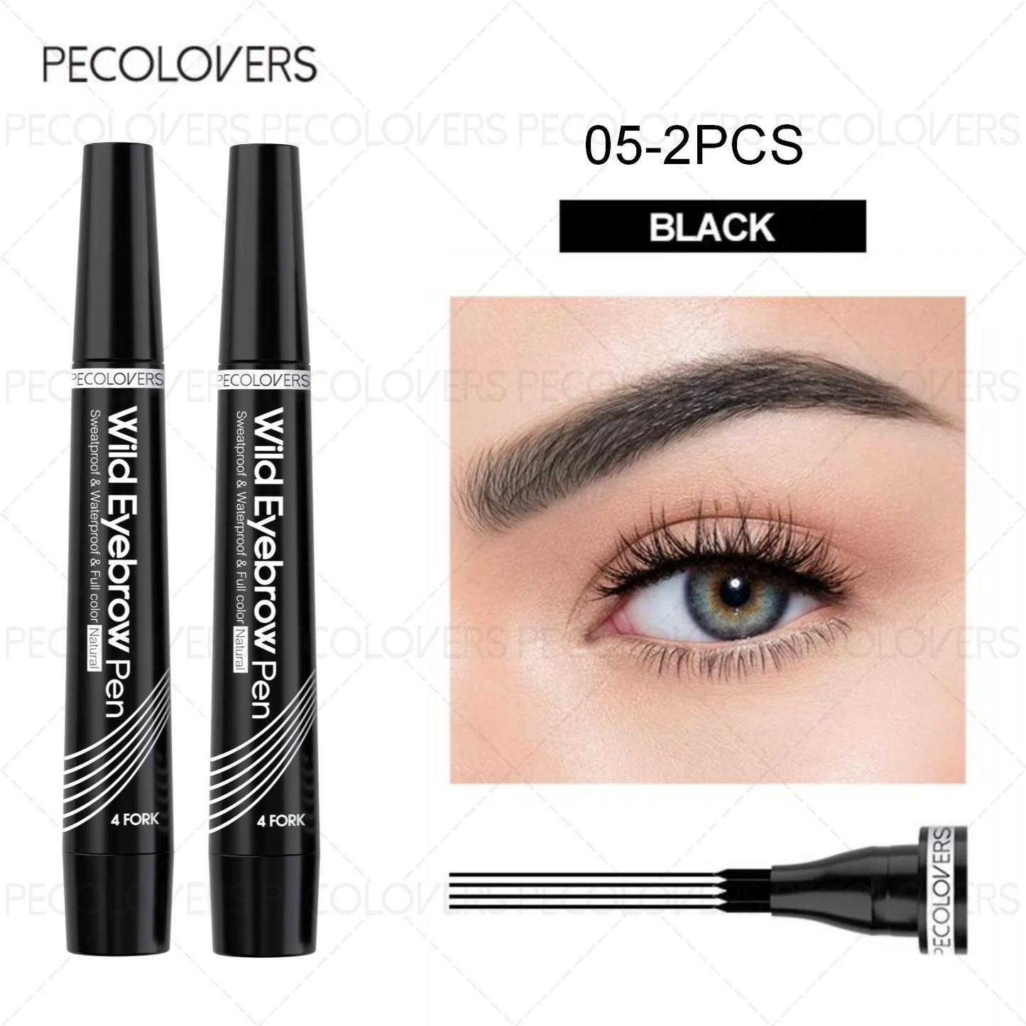 6 Colors 1Pc Eyebrow Pen Waterproof 4 Split Tip Eyebrows Pen Eyebrow Tattoo Pen Waterproof Liquid Black Eyebrow Makeup Pencil