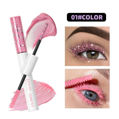 6 Colors Double Ended Diamond Glitter and Matte Mascara Lasting Colored Mascara Eyelashes Pink Green Red Voluminous Rimel
