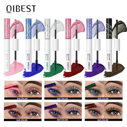 6 Colors Double Ended Diamond Glitter and Matte Mascara Lasting Colored Mascara Eyelashes Pink Green Red Voluminous Rimel