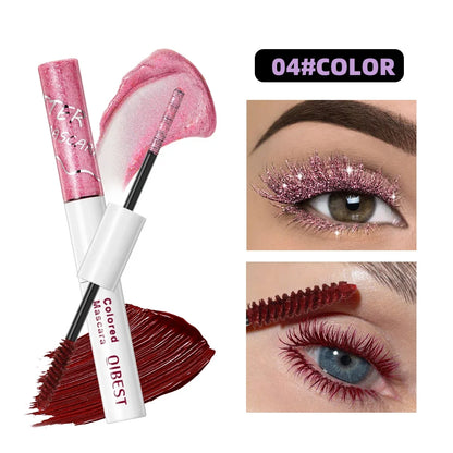 6 Colors Double Ended Diamond Glitter and Matte Mascara Lasting Colored Mascara Eyelashes Pink Green Red Voluminous Rimel