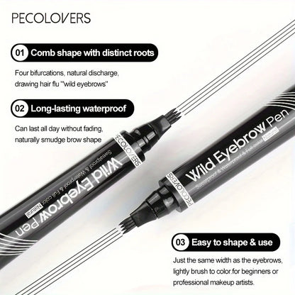 6 Colors 1Pc Eyebrow Pen Waterproof 4 Split Tip Eyebrows Pen Eyebrow Tattoo Pen Waterproof Liquid Black Eyebrow Makeup Pencil
