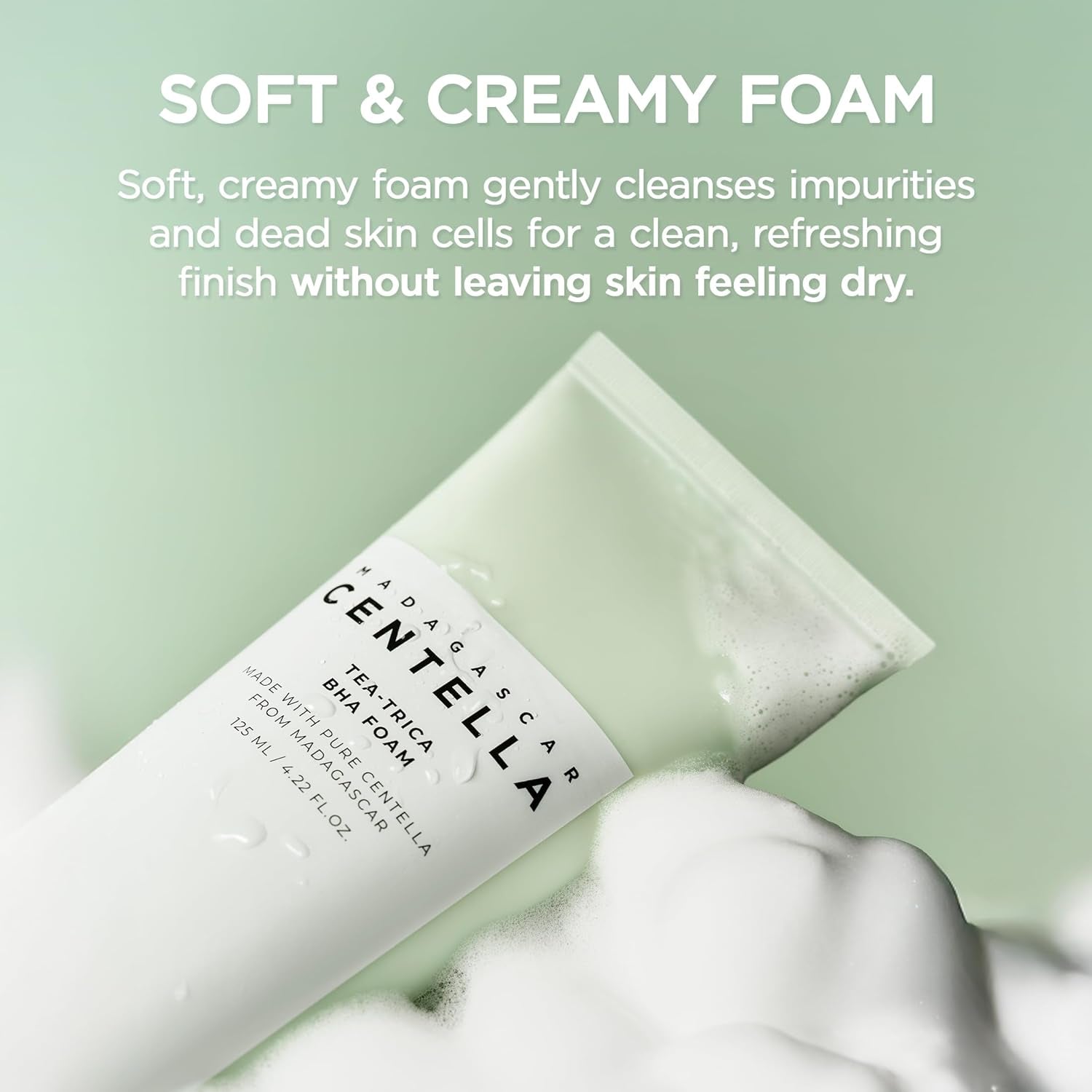 Tea-Trica BHA Foam, Makeup Remover with Centella Asiatica & Tea Tree, Korean Face Cleanser for Oil & Sebum Balance, Cleansing Foam for Clearing Impurities, Korean Skin Care, 4.22 Fl.Oz /125Ml