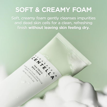 Tea-Trica BHA Foam, Makeup Remover with Centella Asiatica & Tea Tree, Korean Face Cleanser for Oil & Sebum Balance, Cleansing Foam for Clearing Impurities, Korean Skin Care, 4.22 Fl.Oz /125Ml