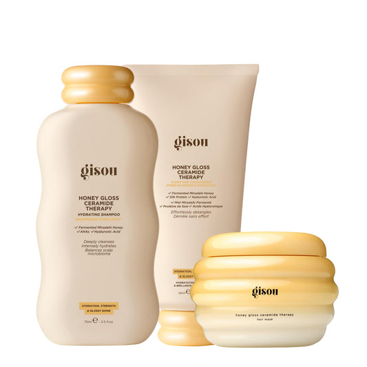 Honey Gloss Hair Therapy Trio - Mini Shampoo, Mini Hair Mask and Mini Conditioner for Smoother, Stronger and Glossier Hair