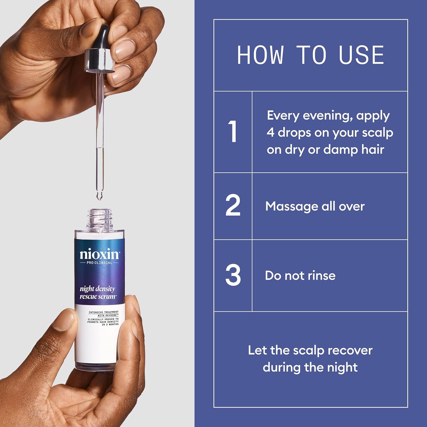 Night Density Rescue Serum | Overnight Hair Thickening Serum | Protects against Hair Breakage | Intensive Treatment with Oxydine | 2.4 Fl Oz.