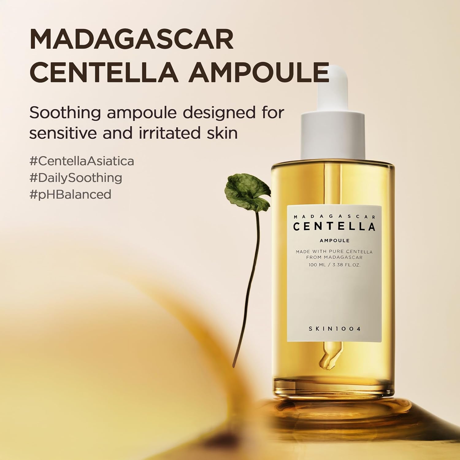Madagascar Centella Ampoule, Korean Face Serum with Centella Asiatica for Hydrating & Moisturizing Care, Soothing Facial Serum for Skin Balance and Glow, Korean Skin Care, 3.38 Fl.Oz / 100 Ml