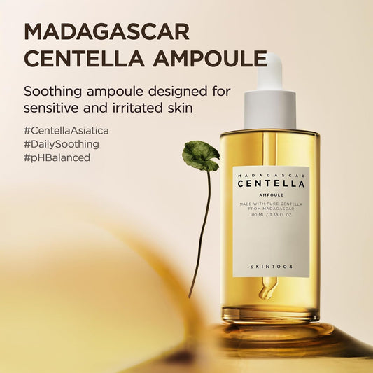 Madagascar Centella Ampoule, Korean Face Serum with Centella Asiatica for Hydrating & Moisturizing Care, Soothing Facial Serum for Skin Balance and Glow, Korean Skin Care, 3.38 Fl.Oz / 100 Ml