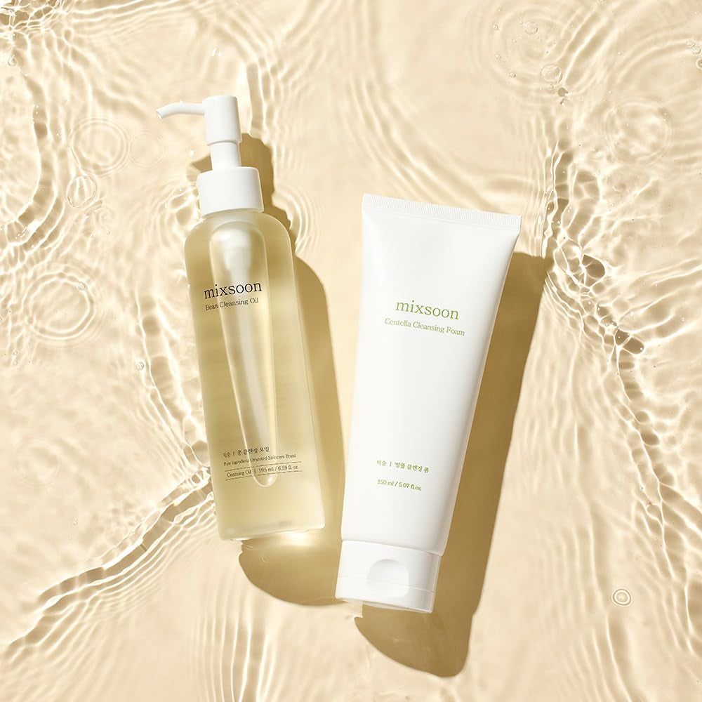 Double Cleansing Set 2-Step Routine, Cica Foam & Bean Cleansing Oil Face Wash Set Gentle Deep Clean and Hydrating Care 150Ml / 5.07 Fl.Oz., 195Ml / 6.59 Fl.Oz. Korean Glass Skin Care