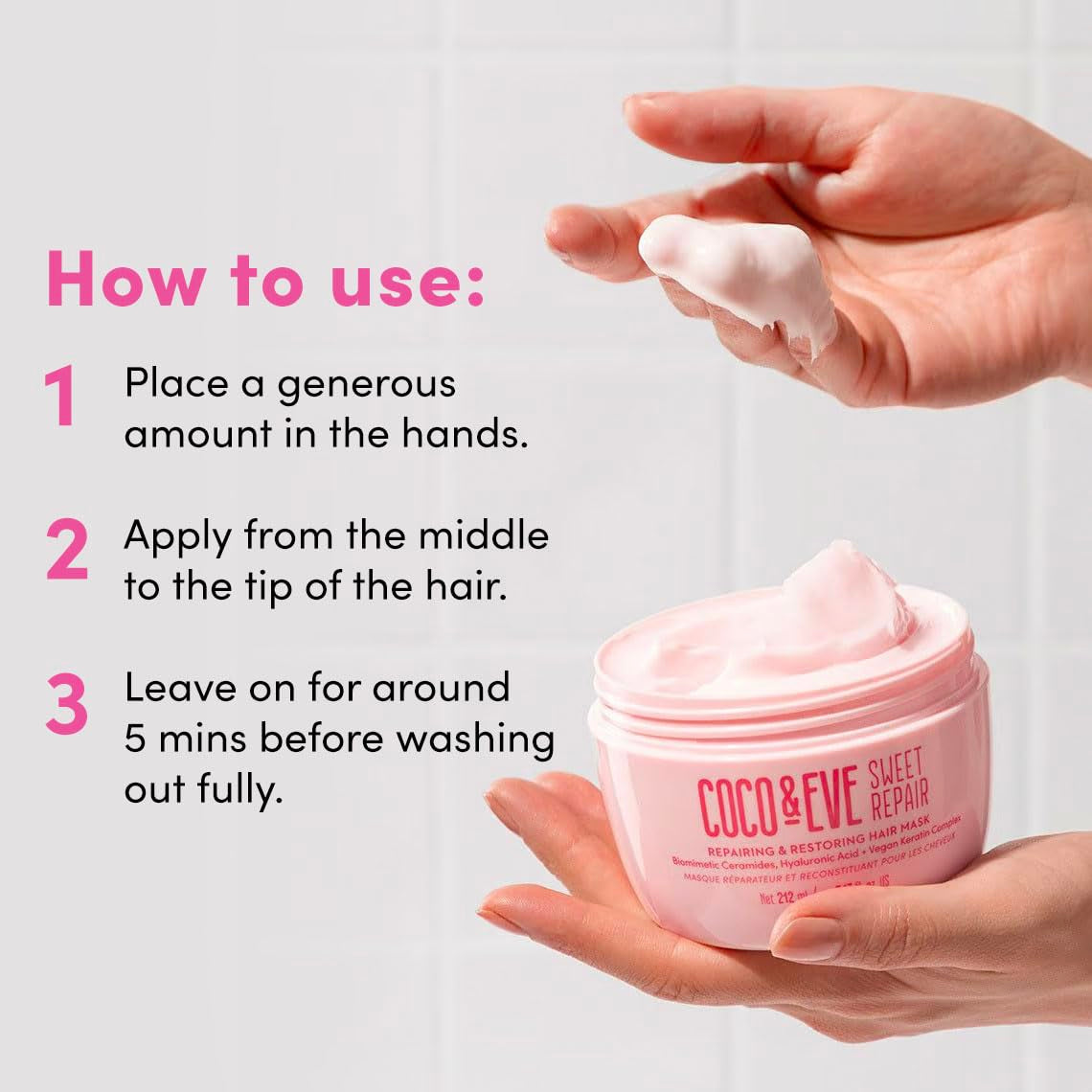 Sweet Repair Repairing and Restoring Hair Mask. 85% Stronger Hair, Reduce Hair Damage by 65%. Biomimetic Ceramides, Hyaluronic Acid, Vegan Keratin. Increase Hydration & Shine.