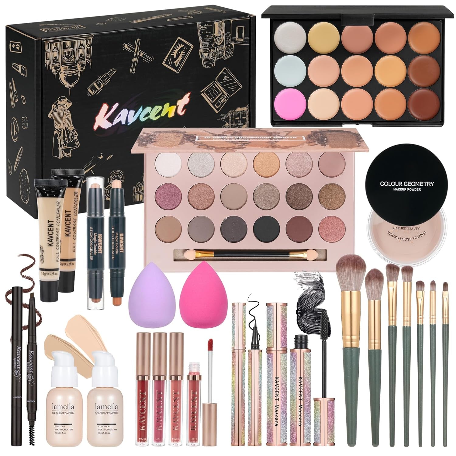 Makeup Kit Makeup Sets for Teens Makeup Kits for Women Teenagers Make up Eyeshadow Palette Foundation Concealer Lipgloss Loose Powder Makeup Kit for Women Full Kit