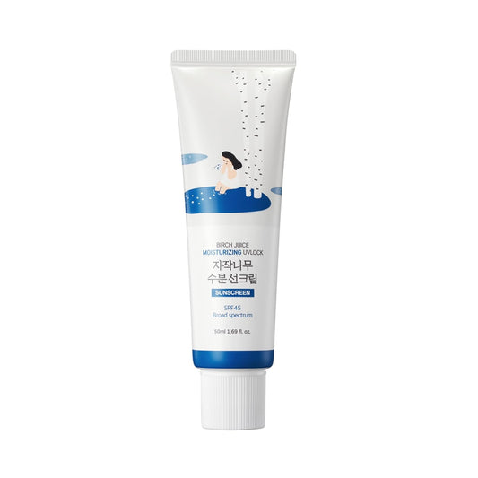Birch Juice Moisturizing UV LOCK SPF 45, 1.69 Fl Oz, Hydrating Lotion-Like Lightweight Glow Sunscreen for Sensitive Skin, No White Cast, Fragrance-Free, Protector Solar, Korean Sunscreen