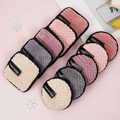 10Pcs Makeup Remover Microfiber Cotton Pad Cosmetics Washable Makeup Towel Cleaning Sponge Skin Care Tool