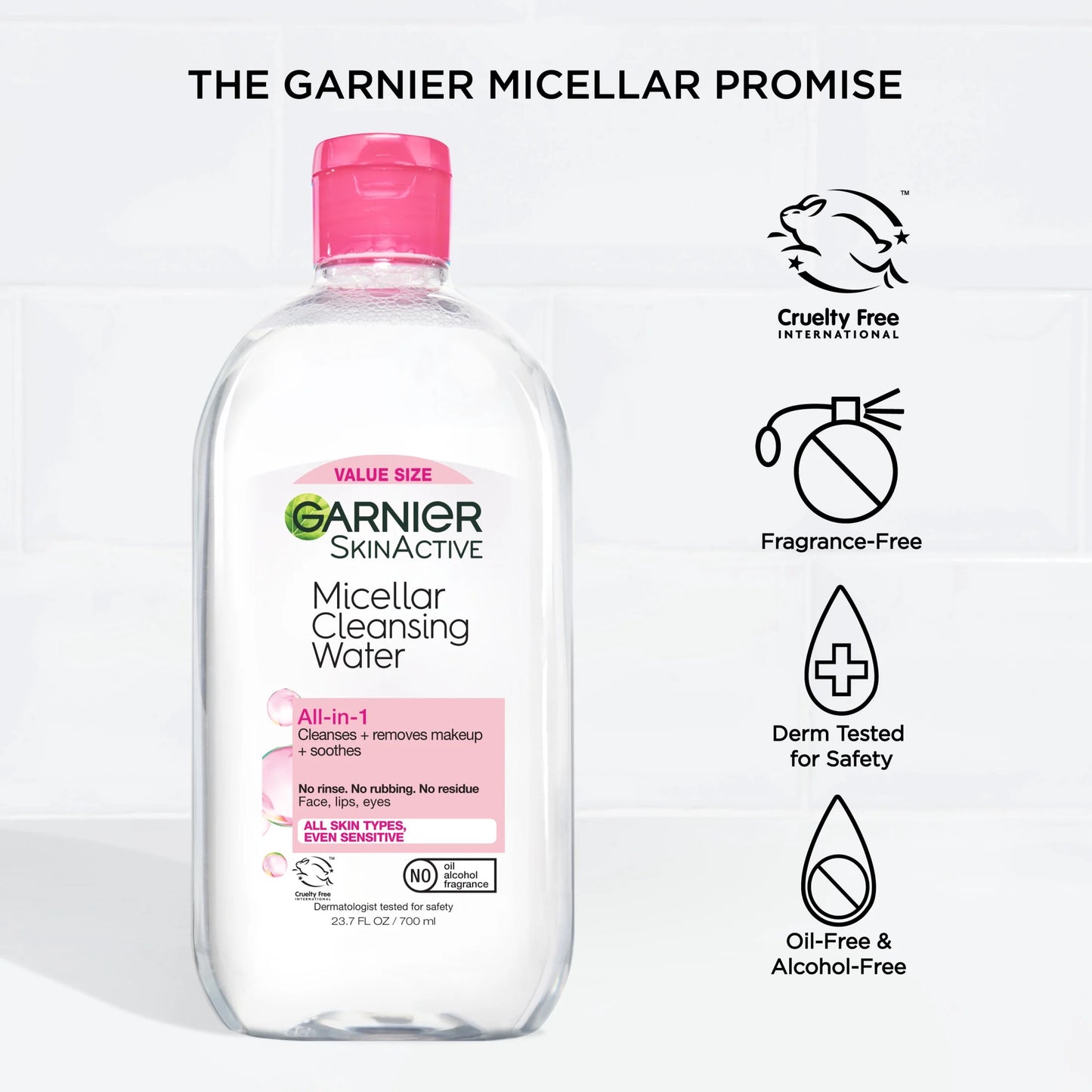 Skinactive Micellar Cleansing Water All in 1 Makeup Remover, Face Cleanser, 23.7 Fl Oz