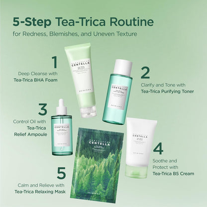 Tea-Trica BHA Foam, Makeup Remover with Centella Asiatica & Tea Tree, Korean Face Cleanser for Oil & Sebum Balance, Cleansing Foam for Clearing Impurities, Korean Skin Care, 4.22 Fl.Oz /125Ml