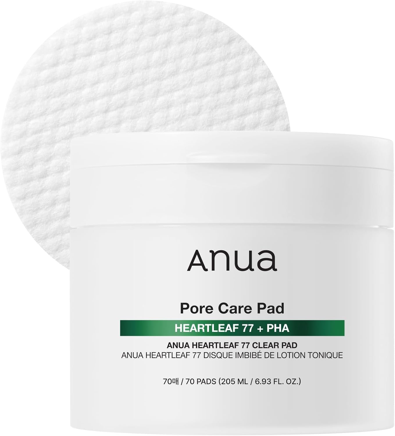 Heartleaf 77 Toner Pads, Daily Exfoliating Toner Pad for Skin Texture with Centella & PHA, Dual-Textured Pore Pads for Sensitive Skin, Non-Comedogenic, Korean Skin Care, 70 Pads