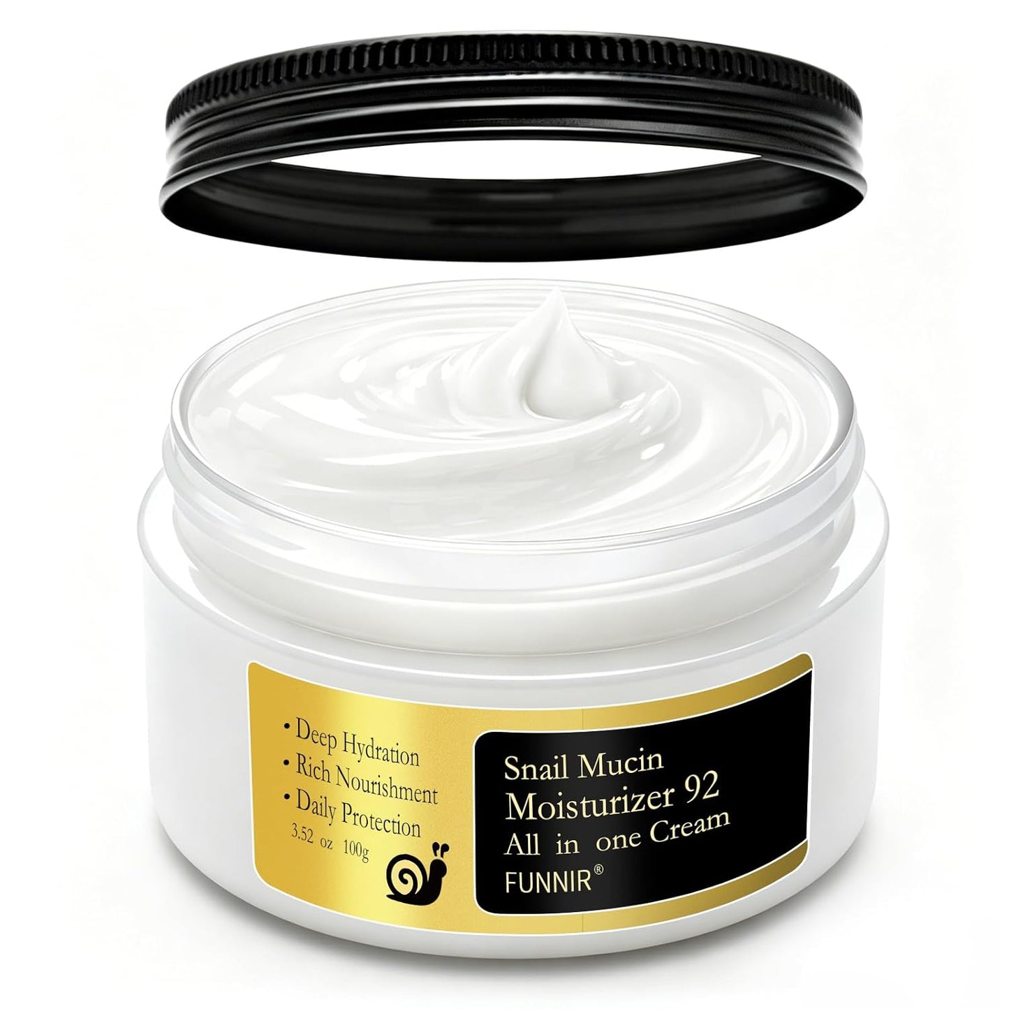 Snail Mucin Moisturizer 92%, Lightweight Moisturing Cream, 100G, Youthful and Radiant Formula, Repair Face Cream for All Skin Types, Skincare Products