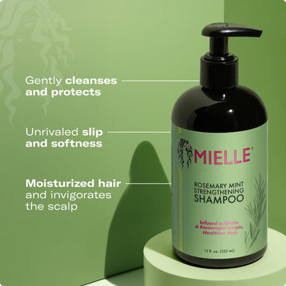 Rosemary Mint Strengthening Shampoo and Conditioner Infused with Biotin, Cleanses and Helps Strengthen Weak and Brittle Hair, 12 Ounces