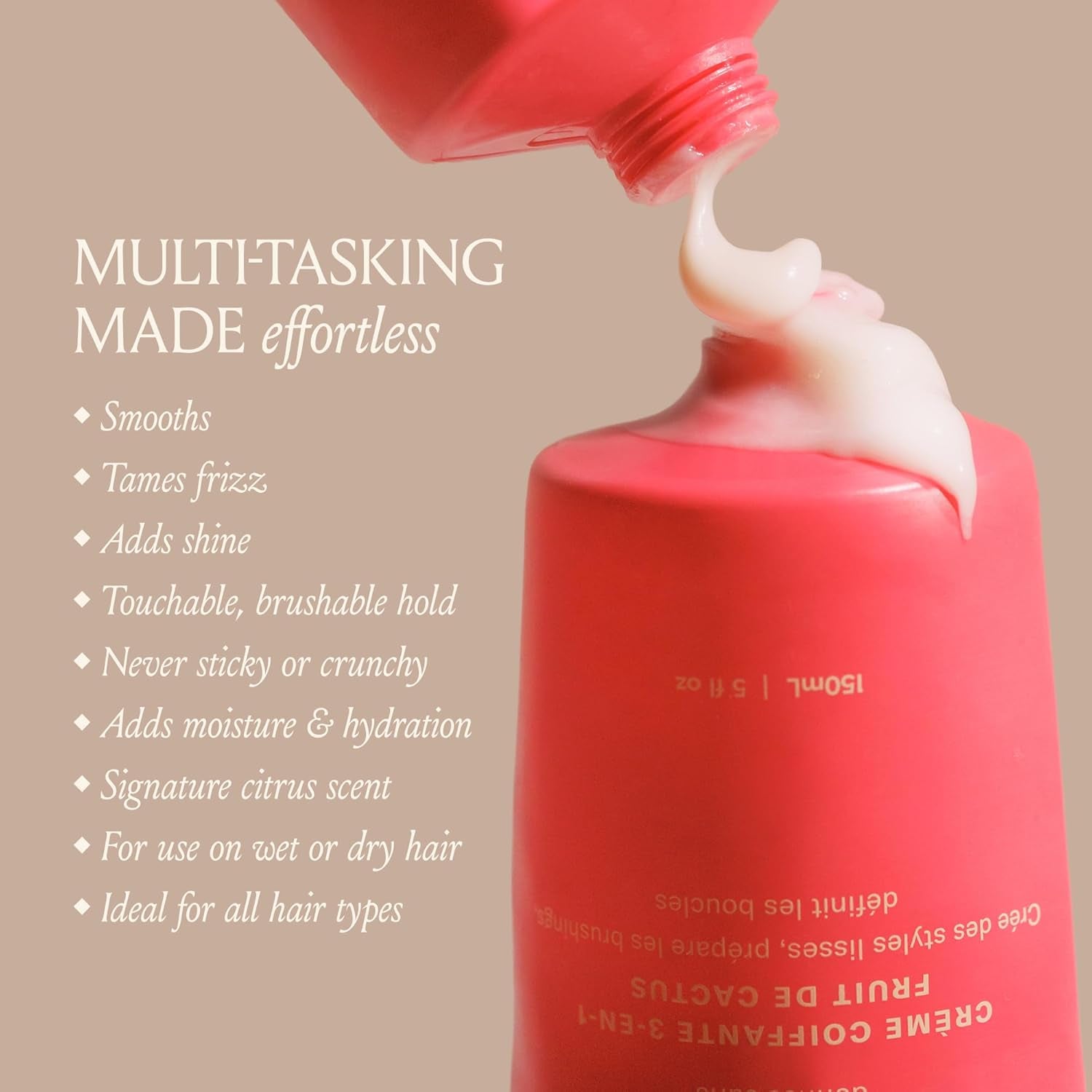 Cactus Fruit 3-In-1 Styling Cream - Smooth Styles, Prep Shiny Blowouts, Defines Curls (5 Oz.)