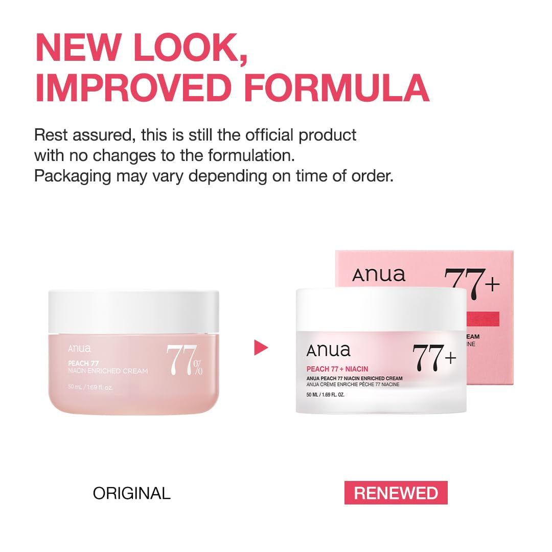 Peach Niacinamide Cream, Hydrating Face Moisturizer with Collagen, Vitamin B12, Ceramide & Panthenol, Barrier Repair for Dry Skin, Glowing Glass Skin, Korean Skincare, 1.69 Fl.Oz.