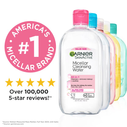Skinactive Micellar Cleansing Water All in 1 Makeup Remover, Face Cleanser, 23.7 Fl Oz